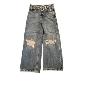 MNG Unisex Baggy Distressed Blue Jeans Size M Relaxed Fit Denim 32 Inseam